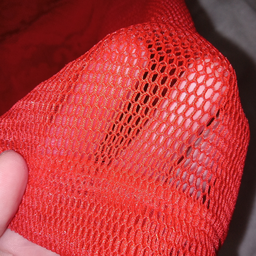 Red Bodycon Mini Dress Mesh Textured Mob Wife Date Night Party Dress M - Picture 14 of 14
